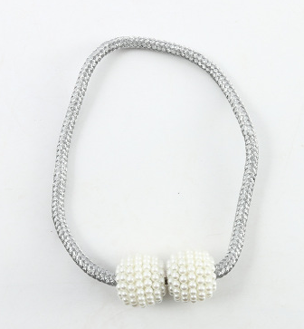 Magnetic Curtain Tie Back - Pearl Silver