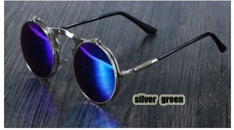Steam Punk Glasses - Green/Blue